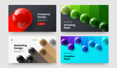 Original catalog cover vector design template bundle. Fresh realistic balls site screen concept set.