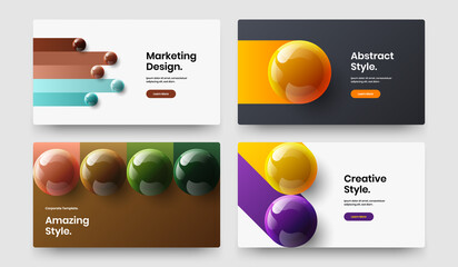 Clean company cover vector design concept set. Abstract realistic balls flyer layout collection.