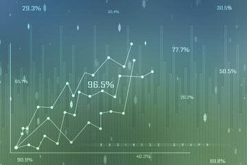 Business Growth graph on technology background, Futuristic raise arrow chart digital transformation abstract technology background. Big data and business growth currency stock and investment economy