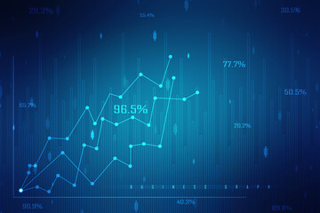 Business Growth graph on technology background, Futuristic raise arrow chart digital transformation abstract technology background. Big data and business growth currency stock and investment economy