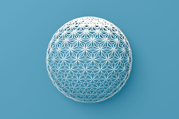 Abstract creative modern blue and white 3D three-dimensional sphere background with collapsing into many different triangles around the layer. 3d illustration.