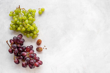 Bunch of grapes, top view. Fresh fruits nad berries background