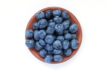 Bowl or plate of blueberry isolated on white background