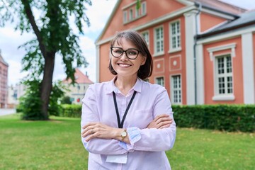 Education, social services, smiling confident female staff looking at camera