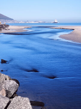 Mouth of the Diep River at Woodbridge Island, Milnerton Lagoon, Table Bay, Cape Town, South Africa.