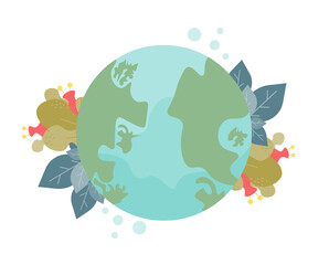 Saving planet. Vector illustration for web banner, infographics, mobile website. Environmental protection, renewable energy.