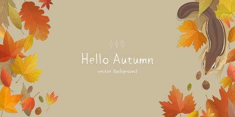 Obraz premium Vector illustration of autumn banner background with copy space. Fall landscape concept.