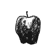 Apple drawing isolated. Back hand-drawn fruit sketch icon. Stencil style illustration of apple symbol for organic cider logo, juice label design, vegetarian sign, fruity packaging. Vector fruit-sugar 