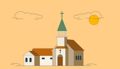 Naklejka premium flat vector design of melville lutheran church. Christian worship center.