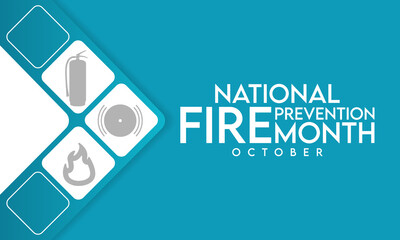 National Fire Prevention month is observed every year in October, to raise fire safety awareness, and help ensure our home and family is protected. Vector illustration