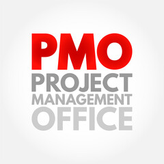 PMO Project Management Office - department that defines, maintains and ensures project management standards across an organization, acronym text concept background