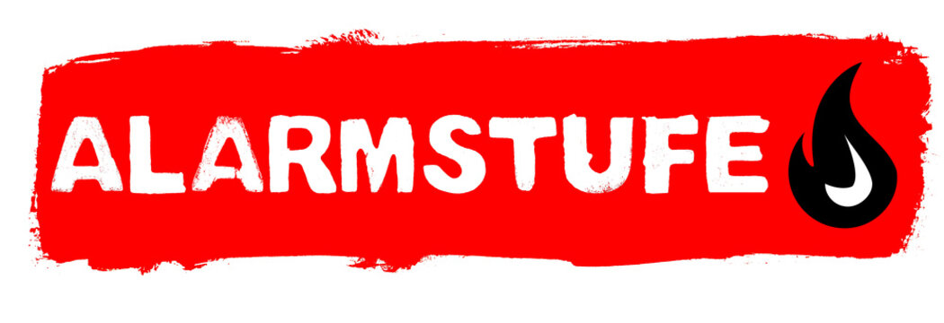 Alarmstufe Gas - Roter Banner mit wei&szlig;er Schrift