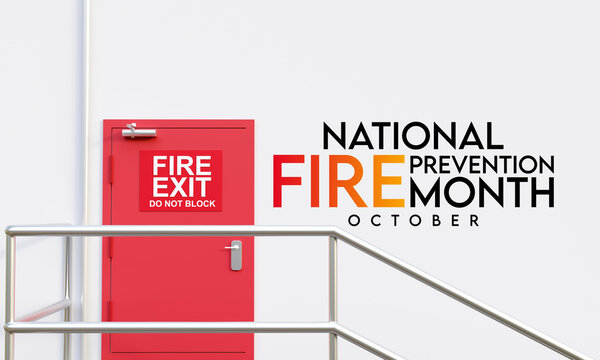 National Fire Prevention Month Is Observed Every Year In October, To Raise Fire Safety Awareness, And Help Ensure Our Home And Family Is Protected. 3D Rendering