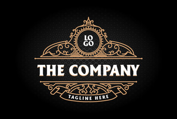 Old Royal Border Frame Badge Emblem Label Logo Design Vector