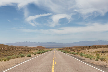 Fototapeta na wymiar Scenic Road in the desert of American Nature Landscape. Nevada, United States of America.