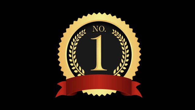 No.1 medal icon 4k animation movie ( with text space ) | transparent background