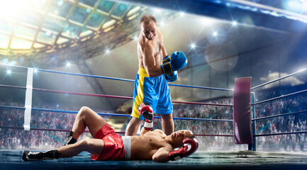 2 two professional box figters on the grand ring