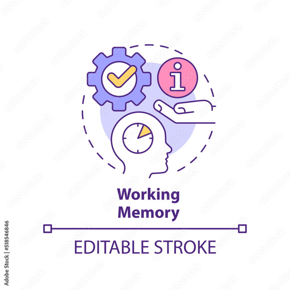 Aufkleber working memory concept icon. microlearning process abstract idea thin line illustration. limited hum