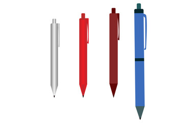 Ballpoint pens vector design isolated on white background.