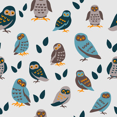 vector owl cute seamless yey wing vintage repeating pattern child cloth wallpaper