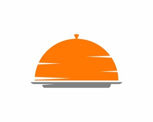 Cloche with sunset on top vector logo