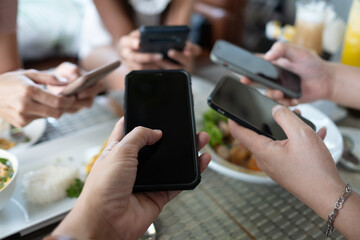 friend using smartphone, a lot of telephone
