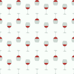 Red wine glass seamless pattern, great design for any purposes. Doodle style. Hand drawn image. Repeat template. Party drinks concept. Freehand drawing. Cartoon sketch graphic draft