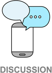 Mobile phone chat message notifications vector illustration sms communication isolated on white, smartphone and chatting bubble speeches, concept of online talking, speak, conversation, dialog