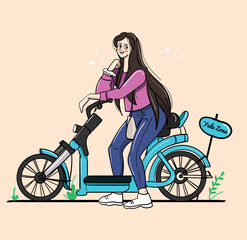 girl posing on a bike