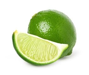 Lime and sliced isolated on white background, cut out