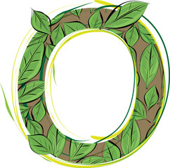Green leaf alphabet illustration LETTER O