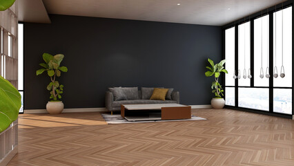 office wooden lobby waiting room for company wall logo mockup