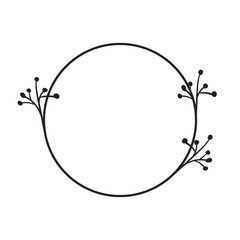 Circle frames with botanical decoration. Doodle Hand Drawn Decorative Outlined Wreaths with Branches, Herbs, Plants, Leaves and Flowers, Florals. Vector Illustrations.