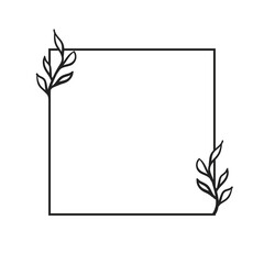 Floral square frame. Vintage botanical hand drawn element for design invitations, cards and labels. Natural ornaments. Vector illustration.