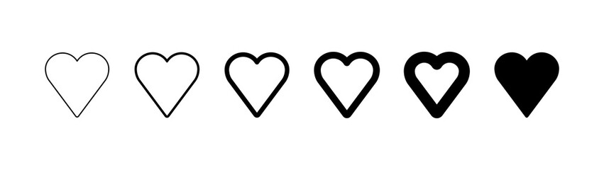 Heart shape icons. Set of pictogram hearts.