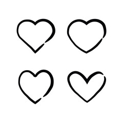 Hand drawn heart icons. Heart doodle collection for valentine's day. Wedding and love decoration elements.