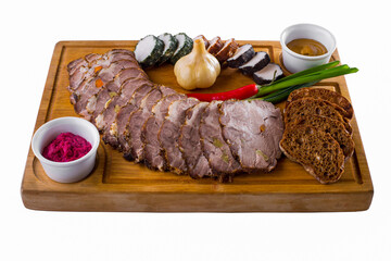 Baked ham with bacon and toast