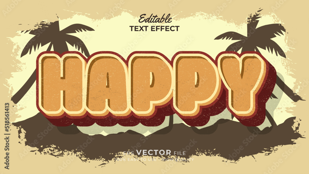 Aufkleber editable text style effect - retro summer text in grunge style theme