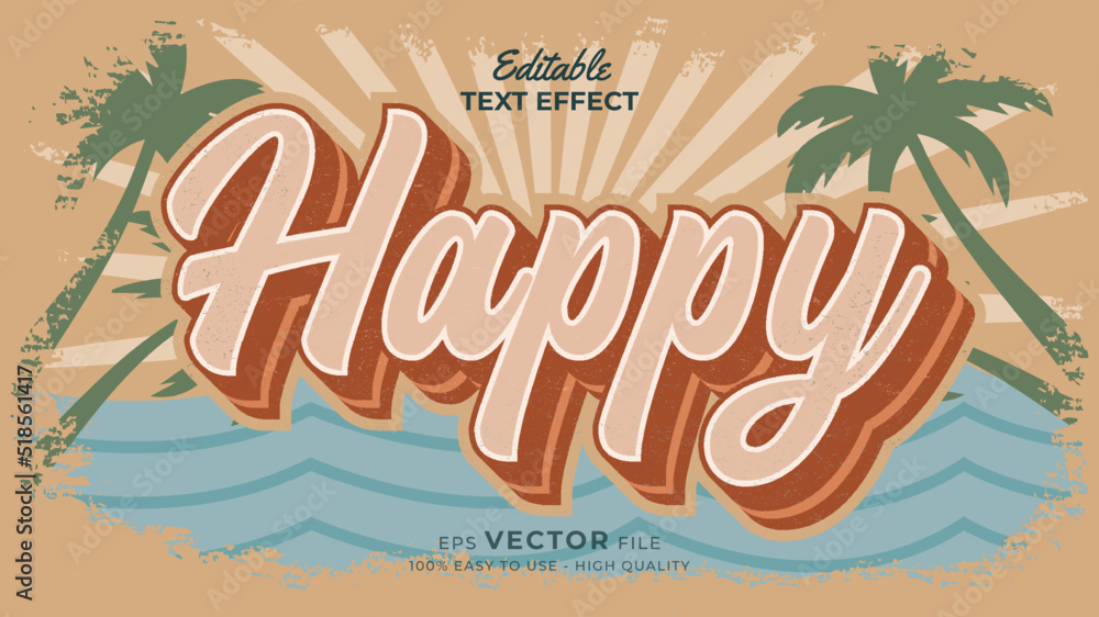 Poster editable text style effect - retro summer text in grunge style theme