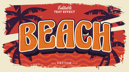 Editable text style effect - retro summer text in grunge style theme