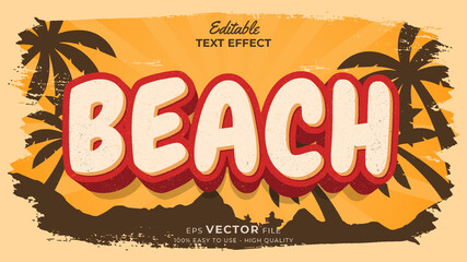 Editable text style effect - retro summer text in grunge style theme