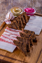 Assorted bacon with toast
