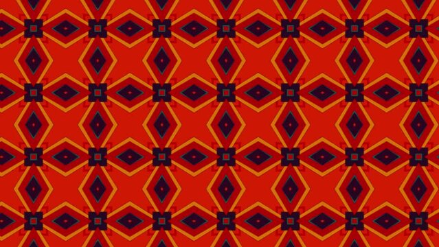 Colorful red Aztec diamond ornaments geometric shape ethnic seamless pattern background slide animation
