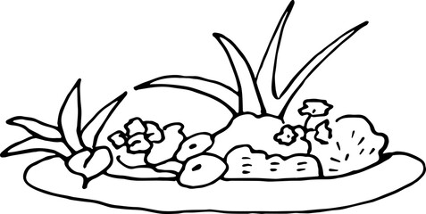 Hand drawn flower bed illustration