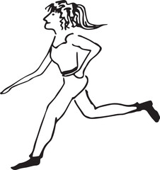 Hand drawn Running girl  illustration