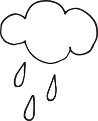 Hand drawn cloud with rain illustration