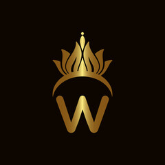 Letter W Crown Logo. Crown Logo on Letter W Vector Template Design.