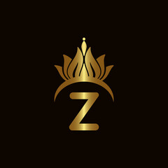 Letter Z Crown Logo. Crown Logo on Letter Z Vector Template Design.