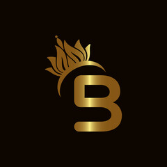 Letter B Crown Logo. Crown Logo on Letter B Vector Template Design.