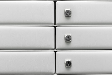 Metal Cell Locker For Mail Steel Deposit Object Closed Secure White, Close Up